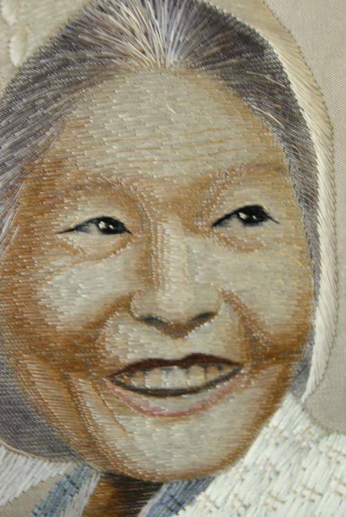 Vintage Chinese Hand Embroidery Needle Painting Portrait