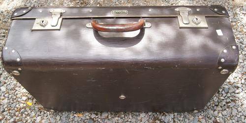 Vintage Hippolite Brown Faux Leather Suitcase