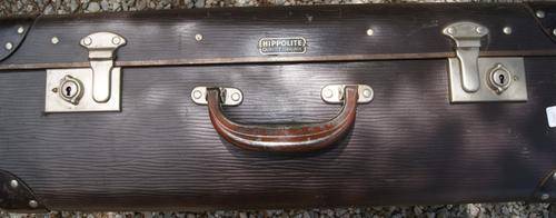 Vintage Hippolite Brown Faux Leather Suitcase