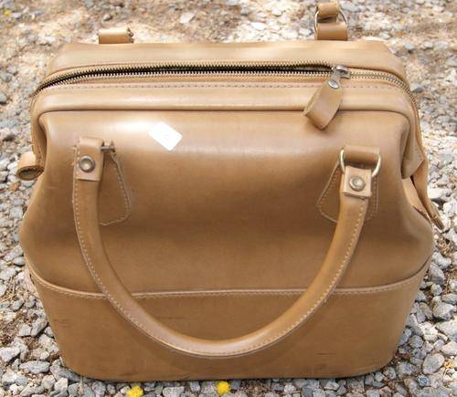 Vintage Tan Faux Leather Ladies Tote Bag