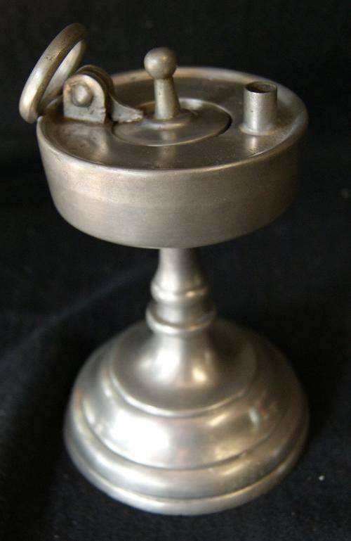 Ahighly unusual Vintage Portuguese Hand Made Medieval Pewter Oil Lamp