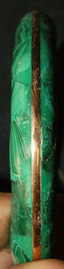 Vintage Malachite Stone and Brass Bangle Bracelet