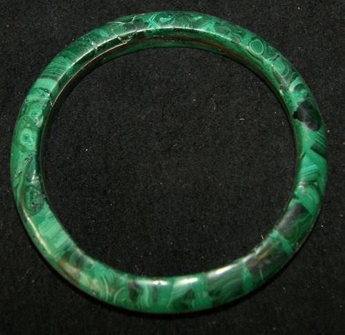 Vintage Malachite Stone and Brass Bangle Bracelet