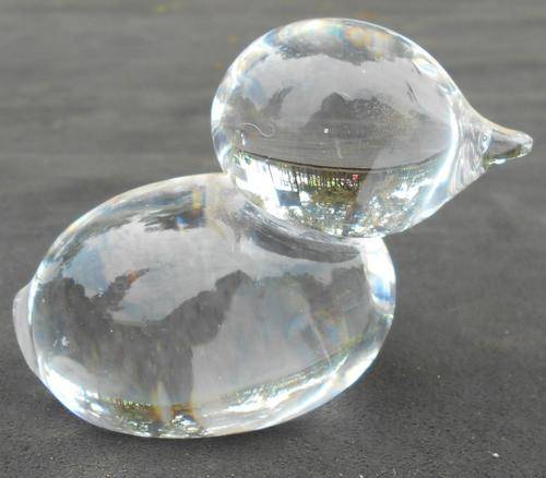 Vintage Small Glass Duck Paperweight