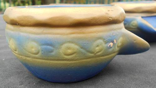 Vintage Hand Made Pottery Blue and Gold Bowls