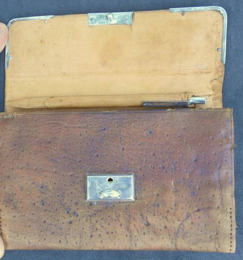 1910 Victorian London Hallmarked Sterling Silver Edged Leather Ladies Accordian Wallet
