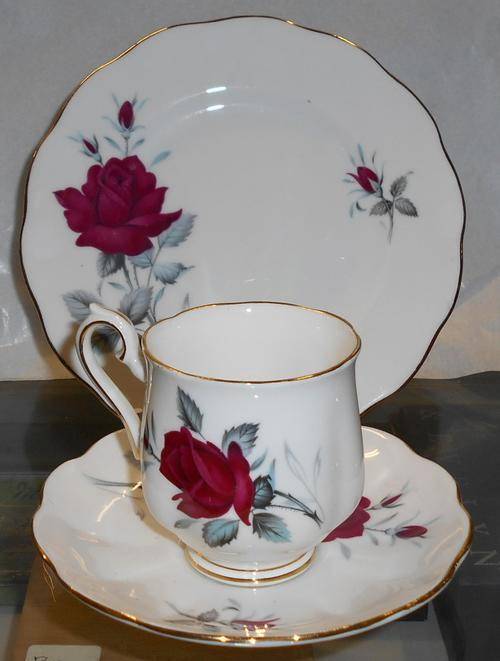 Vintage Royal Albert Sweet Romance Demitasse Coffee Cup, Saucer and Plate Trio