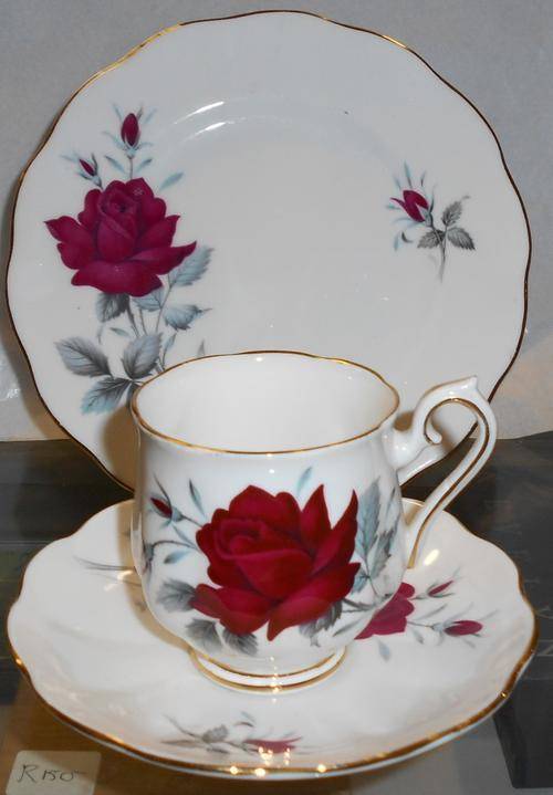 Vintage Royal Albert Sweet Romance Demitasse Coffee Cup, Saucer and Plate Trio