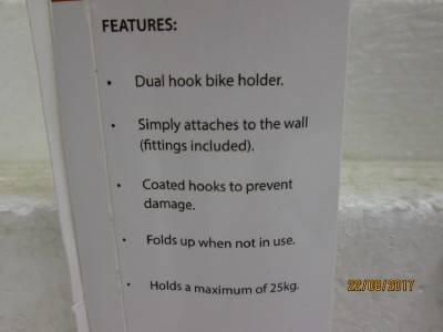 BICYCLE FOLDING WALL BRACKET (NEW)  - LOT 543P