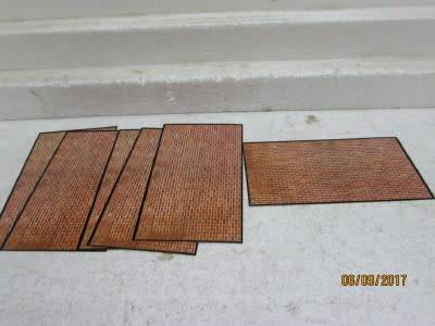 HO/OO SCALE : x6 BROWN BRICK HARD CARDBOARD SHEETS - LOT 357P