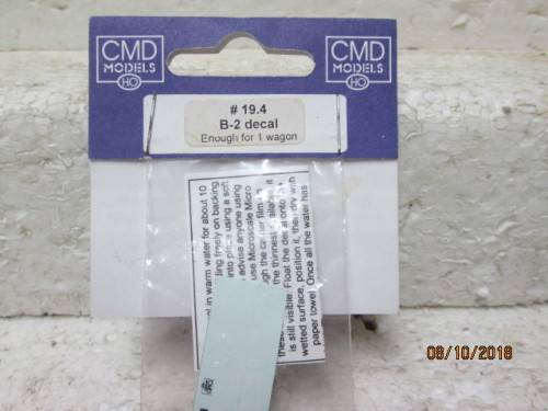 HO SCALE CMD SAR DECAL KIT (B2 WAGON) - LOT 423U