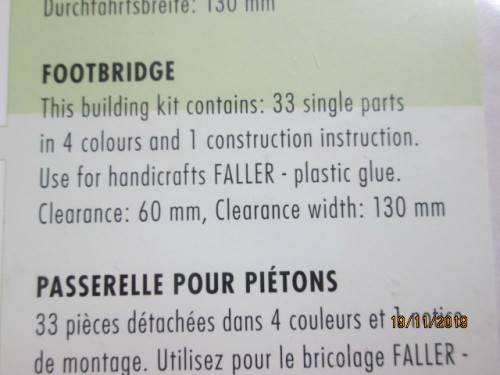 N SCALE : FALLER FOOTBRIDGE KIT (BOXED) - LOT 525Y