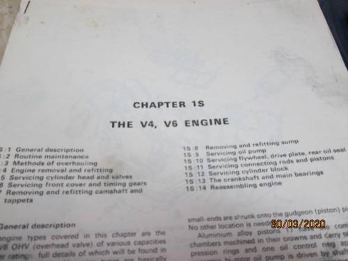 FORD 1100 1300 V4 AND V6 ENGINE MANUALS - LOT 680z