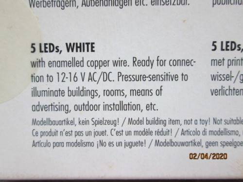 HO SCALE : FALLER 5 LED'S - WHITE (BOXED) - LOT 5AA