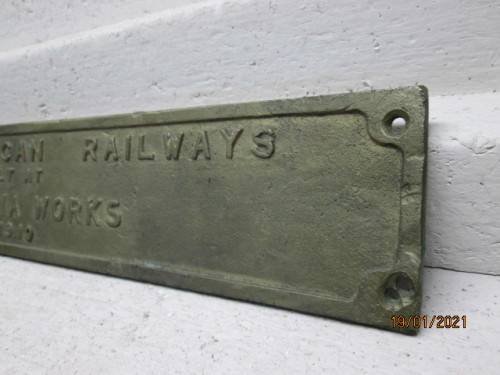 SOUTH AFRICAN RAILWAY - COACH PLATE - 1919 - BUILT IN PRETORIA