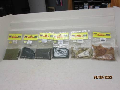 HO SCALE : MELS SCENICS - X6 PACKETS VARIOUS SCATTER MATERIAL