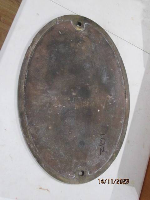 SOUTH AFRICAN RAILWAY - STEAM LOCOMOTIVE - CLASS 15F - CAB SIDE PLATE - NO.3102