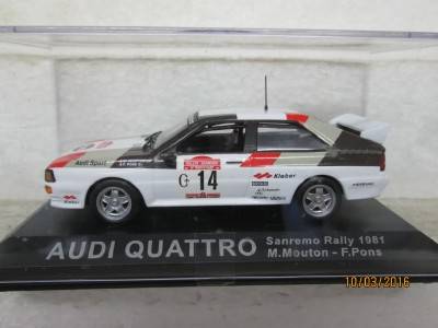 1:43 SCALE RALLY CAR COLLECTION : AUDI QUATTRO - LOT 409H