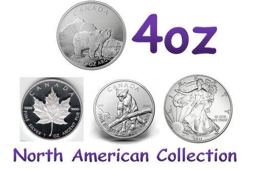 North American Collection "1oz x 4 pure Silver Bullion Coins" 4 ounces