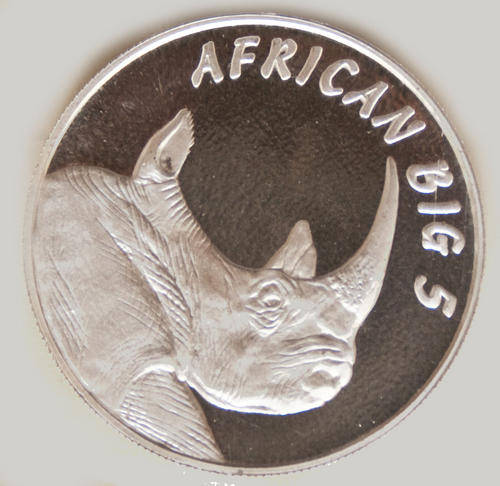 1oz Fine Silver 99.9 "African Big 5" Rhino