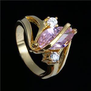 Natural pink & Crystal 1.88CT yellow gold-plated 14K Ring size 8