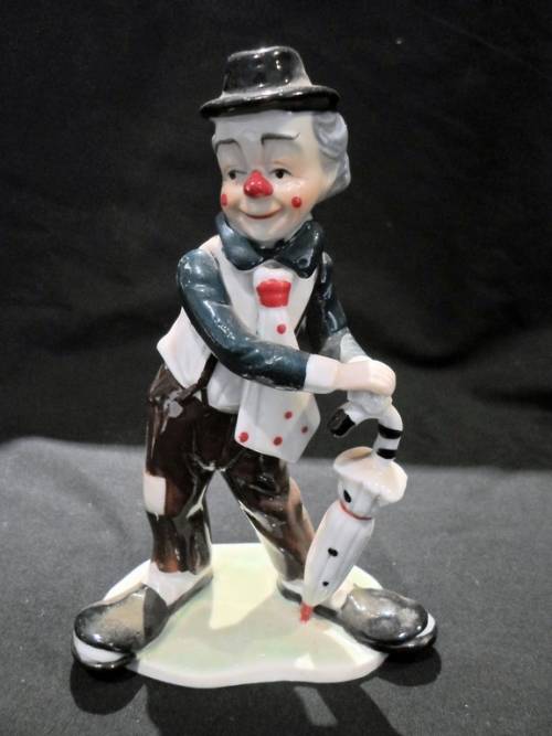 Old Clown With Umbrella - Bid Now!!!