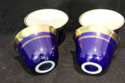 Sake style cups - Royal blue with gold trim - 4 Pieces - Beautiful! - Bid Now!!!