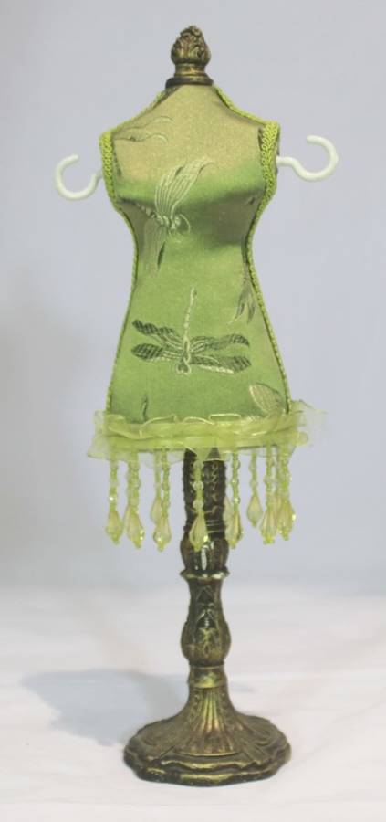 Jewelry Stand - Green dress with beads - Beautiful!! - Low price! Bid Now!!!