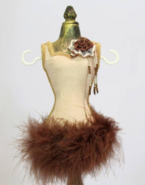 Jewelry Stand - Beige dress with embroidered flower - Beautiful!! - Low price! Bid Now!!!