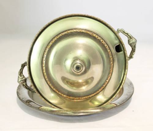 Seranco - silver plated sugar bowl with lid and under-plate
