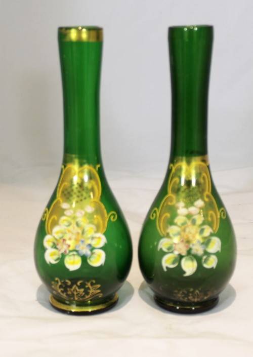 Venetian style vase - Pair of green vases - Beauties!! - Low price!! - Bid Now!!!