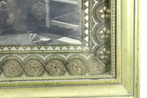 Victorian lady writing - Print - With needle and lace border - Beautiful!! - Bid Now!!!