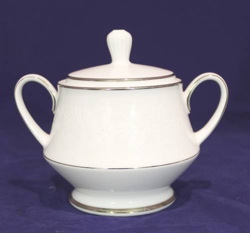 Noritake - Ranier - Lace with platinum trim - Sugar bowl - Stunning! - Bid Now!!!