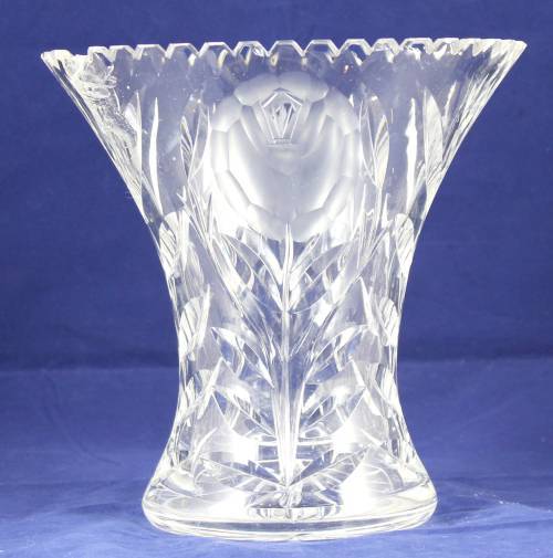 Rose Cut - Large Glass Vase - Bid Now!
