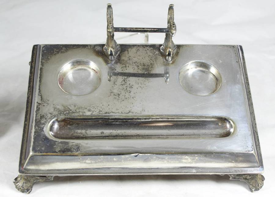 Antique inkwell set - Silver plated