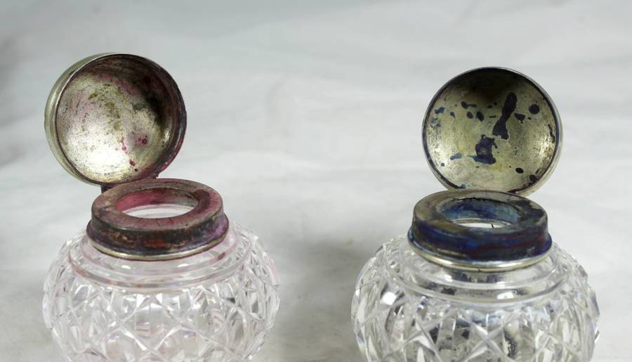 Antique inkwell set - Silver plated