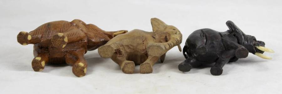 Carved Wood - Elephants - Trio - Beautiful! - Bid Now!!!