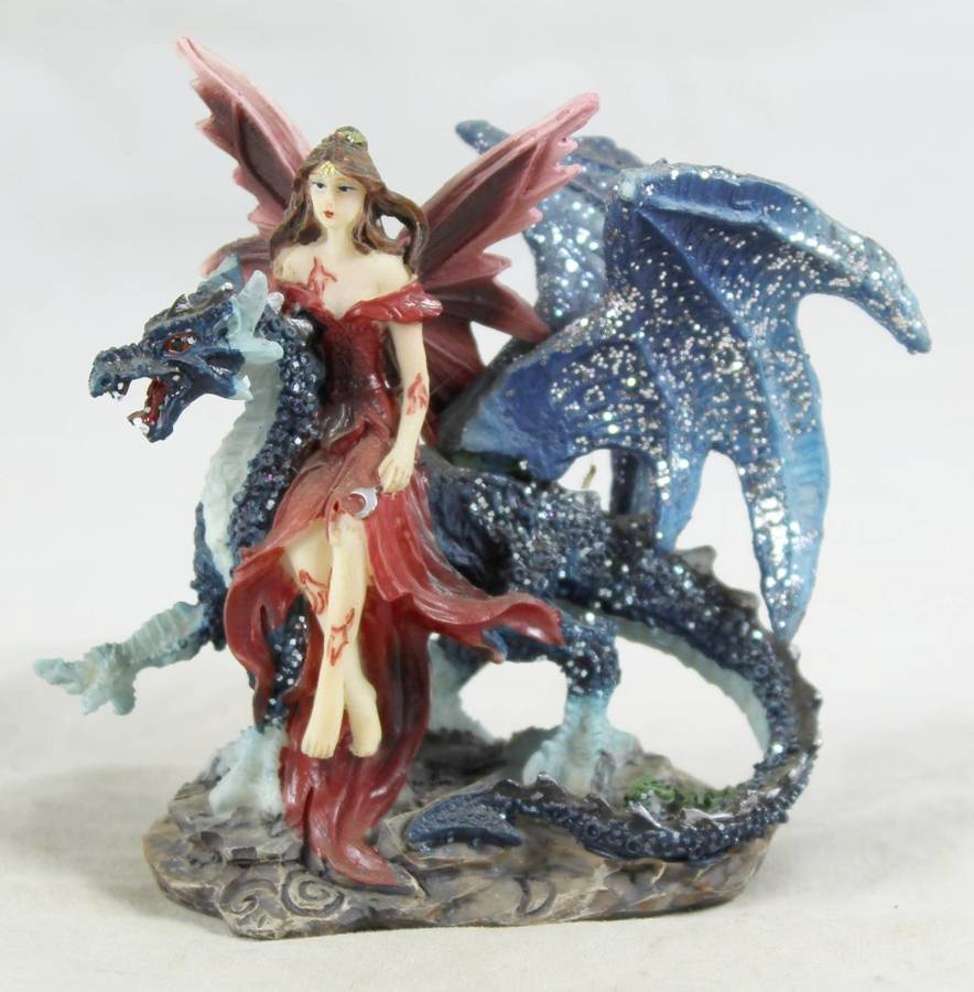 Fairy on Black Dragon - Gorgeous! - Bid Now!!!