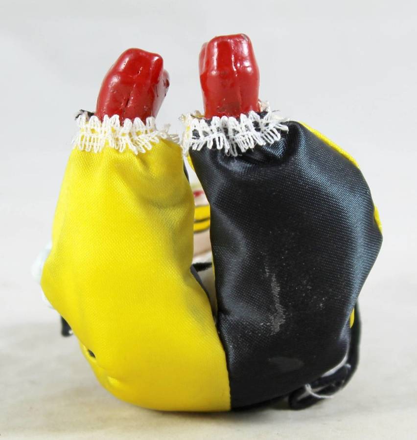 Dressed clown on rope - black & yellow
