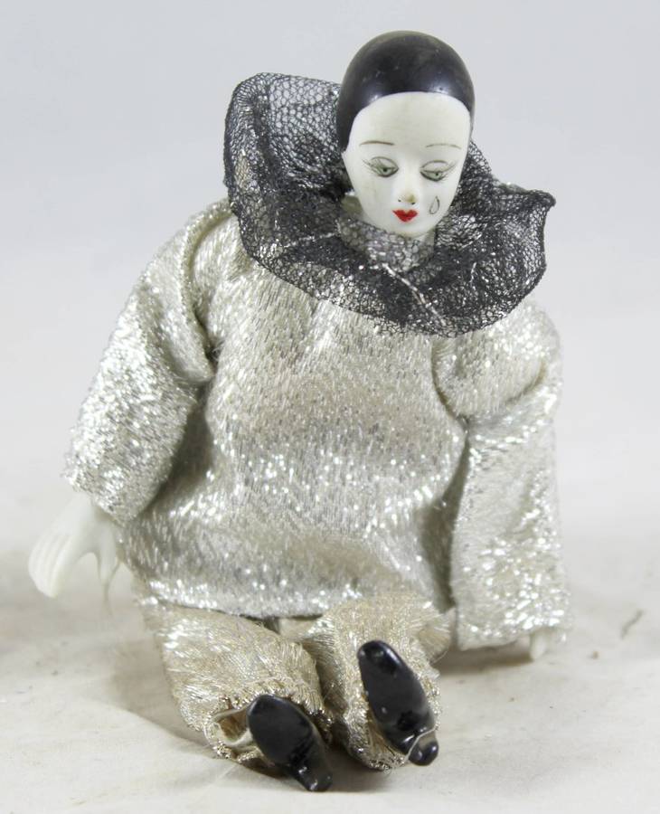 Seated Pierrot - Dressed in Silver - Gorgeous! - Bid Now!!!