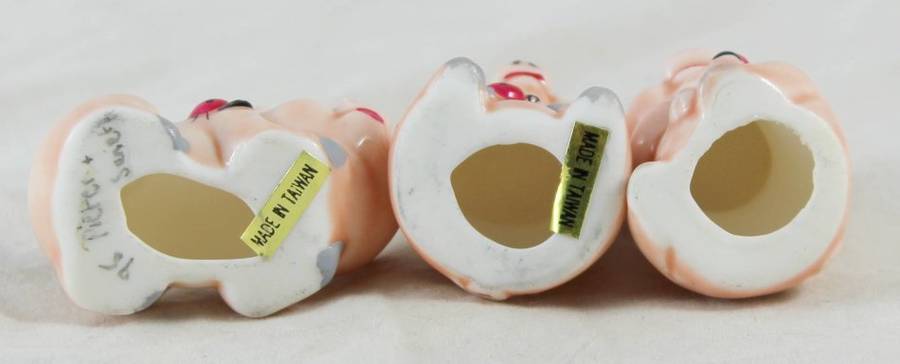 Pigs with Ladybugs - Trio - Made in Taiwan - Gorgeous!