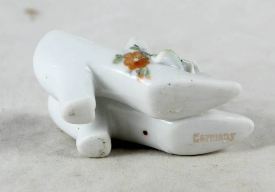 Miniature White Shoes with Rose - Pair - Beautiful! - Bid Now!!!