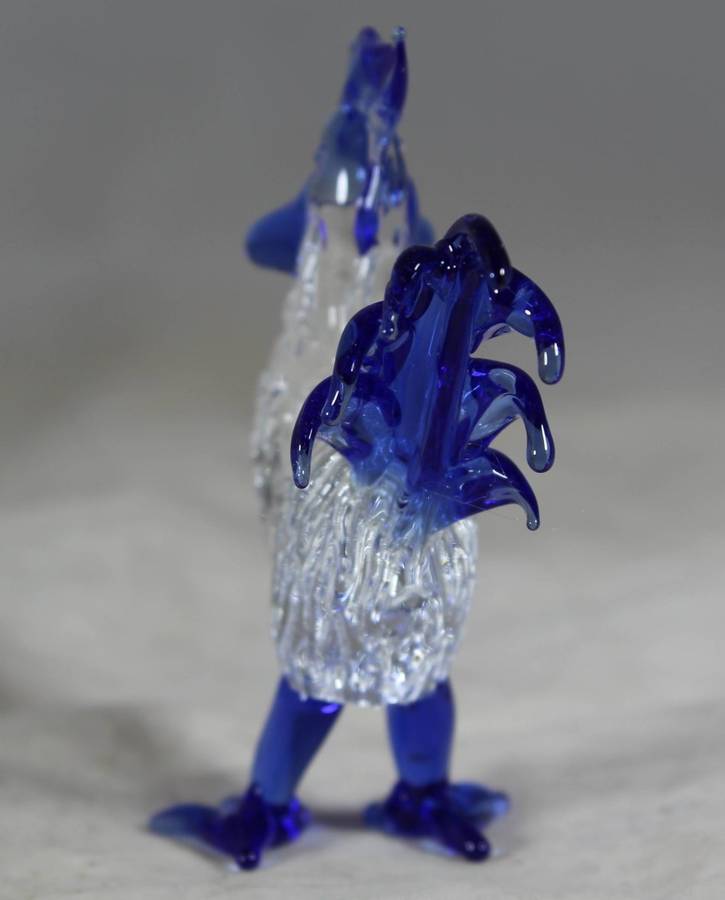 Small Glass - Rooster - Blue - BID NOW!!!