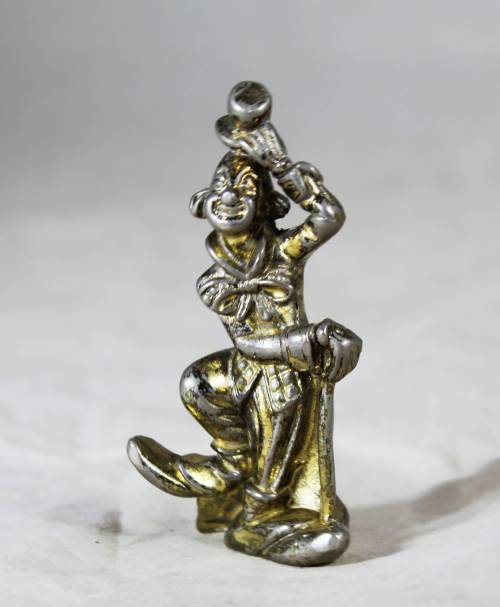 Miniature silver plated lead clown with top hat