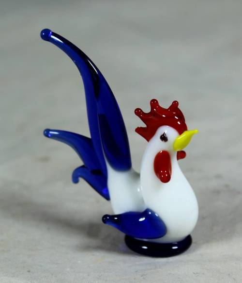 Miniature Glass Rooster - Beautiful - Bid Now