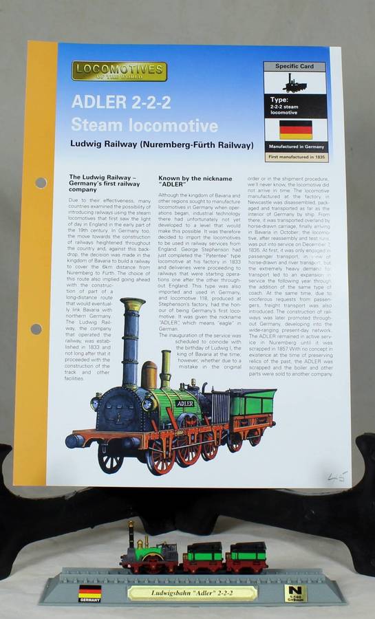 DEL PRADO-LOCOMOTIVES OF THE WORLD-N-GAUGE - LUDWIG RAILWAY ADLER 2-2-2 - BID NOW!!!