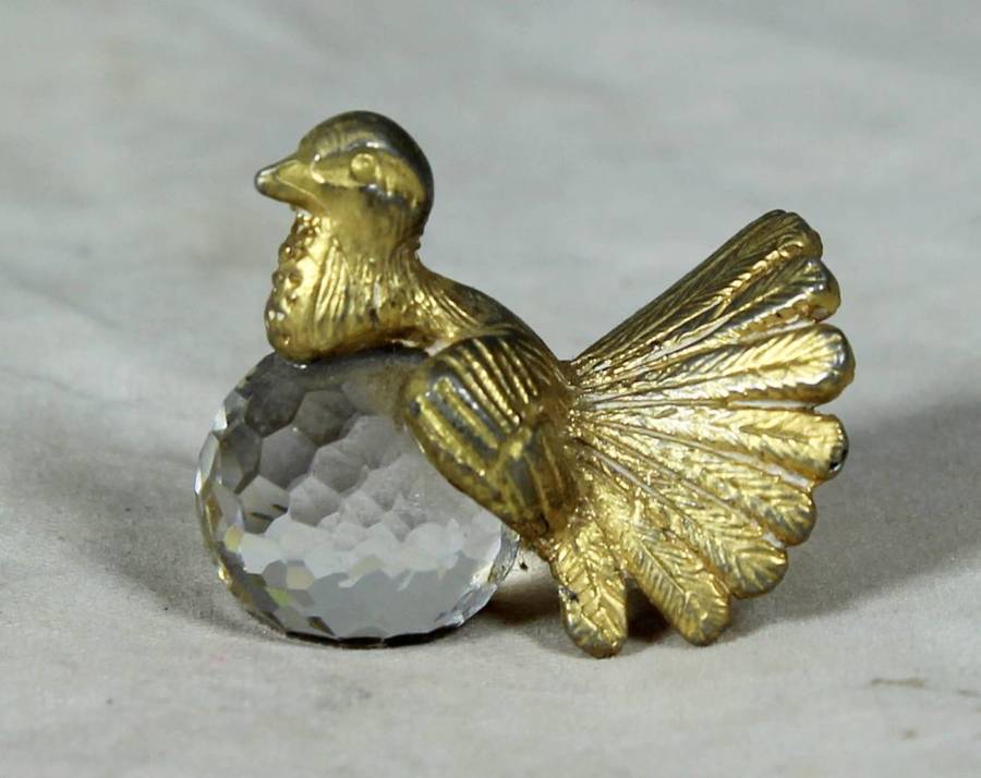 Miniature metal and glass dove