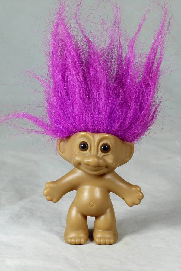 A RUSS TROLL DOLL WITH PURPLE HAIR - BID NOW!!!!