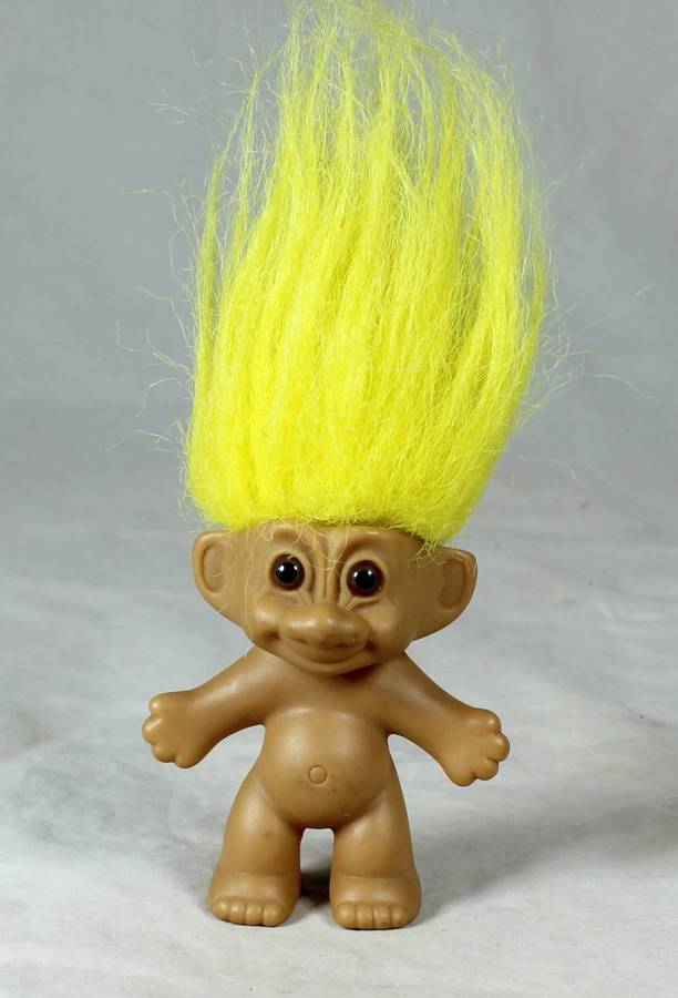 A RUSS TROLL DOLL WITH YELLOW HAIR - BID NOW!!!!