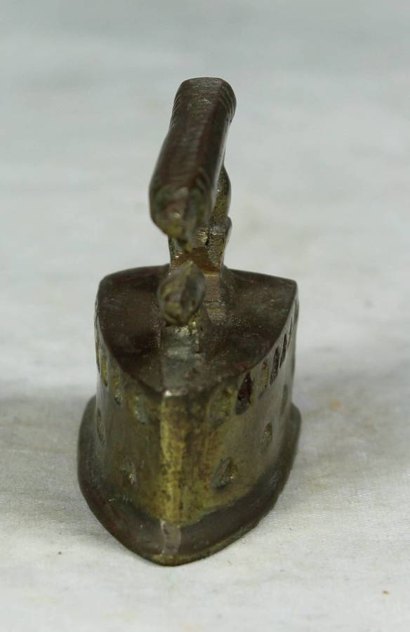 Miniature brass coal iron